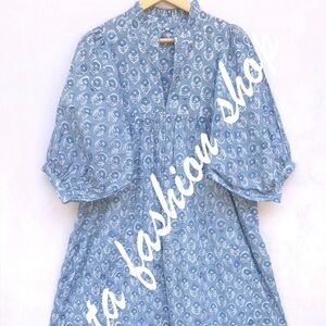 Blue Block Print Maxi Dress